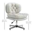 HOMCOM - Chaise de bureau sans accoudoirs avec siège large et épais, rembourré - blanc-Hauteur d’assise réglable avec vérin à gaz de classe 3, fluide et sécurisé