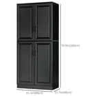 HOMCOM - Armoire de cuisine 71 po avec 4 portes à charnières et étagères réglables - noir-Équipé de charnières à fermeture douce, permettant aux portes de se fermer en douceur et silencieusement 