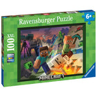 Ravensburger - Monstres de Minecraft Puzzle 100 pièces XXL-Dimensions du puzzle : 19,29 x 14,17 po