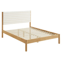 Modway - Olea Bois massif Boucle à touffes de canal Lit de plateforme King, Feather Oak-Tête de lit tapis en boucle touffée Channel