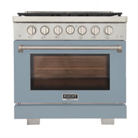 Kucht - 36 po Série KFX-X Cuisinière Pro Style au gaz propane - Acier inoxydable/Bleu pâle-Nouveaux brûleurs true simmer pour une cuisson délicate à basse température