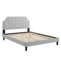 Modway - Sienna Performance Velvet Lit plateforme Queen, Gris clair-Lit plateforme Queen