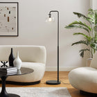 Modway - Silo Globe de verre Verre et métal Lampe sur pied, Noir-Base en laiton satiné