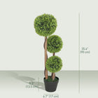 HOMCOM - Arbre s topiaires artificiels buis à trois boules 35 po - vert - lot de 2-Les pots de pépinière robustes offrent des bases stables 