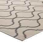 Modway - Linza Treillis Wave Abstract à l’intérieur et à l’extérieur Tapis de comédie 8 pi l x 10 pi L - Beige et gris-Haute densité / Tissé à la machine