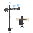 ShoppingAll - Support sur pied entièrement réglable pour deux écrans - Noir-La perche de 31,9" de long offre une large plage de réglage en hauteur pour passer de la position assise à la position debout.