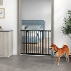 PawHut - Barrière pour animaux de compagnie de 74 à 100 cm de large avec porte, barrière pour chien d'intérieur pour escaliers-Lorsque l’angle d’ouverture est compris entre 30° et 90°, la porte se ferme automatiquement