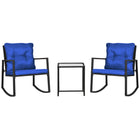 Outsunny - ensemble bistro à bascule 3 pièces - bleu-Ensemble de 3 pièces, comprenant 2 fauteuils à bascule et 1 table d'appoint 
