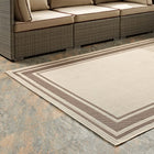 Modway - Rim Bordure solide intérieure et extérieure Tapis de 5 pi l x 8 pi L - Beige clair et beige foncé-Dessous en caoutchouc de prise
