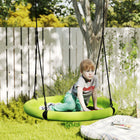 Qaba - Siège de balançoire soucoupe pour enfants, diamètre 3 pi avec cordes suspendues à hauteur réglable - vert-Adaptée aux jardins, aires de jeux ou terrasses 