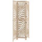 HOMCOM - Séparateur de pièce autoportant à 3 panneaux motif feuille de palmier pour bureau à domicile, chambre - finition bois naturel-Le haut et le bas amovibles forment deux séparateurs indépendants  
