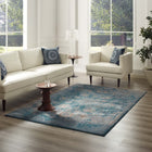 Modway - Cynara Médaillon vintage floral vieilli Tapis de 5 pi l x 8 pi L - Bleu argenté, sarcelle et beige-Tissage serré à poil bas
