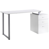 HOMCOM - Bureau d'ordinateur avec tiroir réversible multifonction - 47,2 po L x 23,6 po l x 29,9 po H - blanc-Le classeur peut être assemblé du côté gauche ou droit, ou même à l’extérieur du bureau. 4 façons d’installer ce bureau pour répondre à vos différents besoins