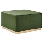 Modway - Tilden Grand velours de performance carré de 28 pouces Rembourré Ottoman - Moss Green Natural-Revêtement en velours de performance