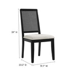 Modway - Arlo Faux rotin et bois Fauteuils d’accompagnement à manger Ensemble de 2 - Ivoire à tissage noir noir à bruyère-Tissu tissé en bruyère