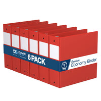 Davis Group Super économie, Reliure à anneaux ronds 3 po, paquet de 6 – Rouge-3 Reliure À Anneaux