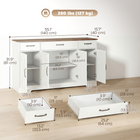 HOMCOM - Buffet de style ferme 55 po pour téléviseurs jusqu’à 60 po avec portes de grange - blanc-Sert de bar à café ou de meuble TV pour des écrans jusqu’à 60 po 