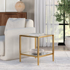 Hudson&Canal - Table d'appoint carrée Hera 50 cm de large avec étagère miroir - Laiton-Caractéristiques assemblage facile
