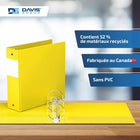 Davis Group Super économie, Reliure à anneaux ronds 3 po, paquet de 6 – Jaune-Polypropylène sans PVC
