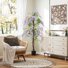 HOMCOM - Arbre de glycine artificiel 5,9 pi avec bois naturel - violet-Couleur : violet, vert 