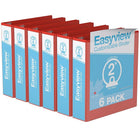 Davis Group Super offre Easyview, Reliure View à anneaux ronds 2 po, personnalisable, paquet de 6 - Rouge-3 Reliure À Anneaux