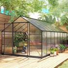Outsunny - Serre avec jardinière surélevée, vert-Porte battante pour une fermeture sécurisée  
