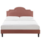 Modway - Aviana Performance Velvet Lit King, Rose poussiéreuse-Pieds en bois noir effilés