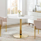 Modway - Verne 40 po Table à manger, Or Blanc-Plateau en MDF
