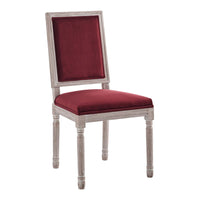 Modway - Court Vintage français Performance Velvet Fauteuil d’appoint de salle à manger - Bordeaux naturel-Fauteuil d’accompagnement français vintage