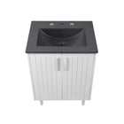 Modway - Augusta 24" Vanette de salle de bain - Blanc Noir-Portes à fermeture douce