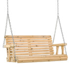 Outsunny - Balancelle 2 places avec porte-gobelet et chaînes pour jardin, naturel-Parfait pour la terrasse, le jardin, l’arrière-cour et tout autre espace de vie extérieur
