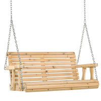 Outsunny - Balancelle 2 places avec porte-gobelet et chaînes pour jardin, naturel-Parfait pour la terrasse, le jardin, l’arrière-cour et tout autre espace de vie extérieur
