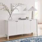 Modway - Emmeline 66" 4 portes festonnées Armoire à buffet - Blanc-Glissières de plancher sans marquage