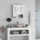kleankin - Armoire de salle de bain moderne - blanc-Comprend une armoire à 2 niveaux et une étagère inférieure pour ranger et exposer les essentiels du quotidien