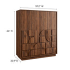 Modway - Bulwark 3 portes Garde-robe, Noyer-Tiroirs à glissement complet