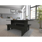 Manhattan Comfort - Ensemble de salle à manger moderne Nomad 172,5 cm - Gris - Lot de 3-Comprend 1 table et 2 bancs Capacité du banc : espace pour 2 personnes chacun