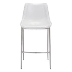 Zuo - Magnus Tabouret de bar - Blanc/Argent - Ensemble de 2-Rembourrage moelleux et confortable