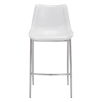 Zuo - Magnus Tabouret de bar - Blanc/Argent - Ensemble de 2-Rembourrage moelleux et confortable