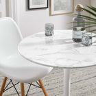 Modway - Lippa Rond de 28 po Faux marbre Table à manger, Blanc-Sièges 2