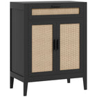 HOMCOM - Buffet 28 po L avec rangement - noir-Un tiroir et une armoire avec une étagère réglable à trois niveaux offrent un vaste espace de rangement 