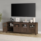 Hudson&Canal - Meuble TV Holbrook pour téléviseurs jusqu'à 75" - Alder Brown-Dimensions du produit : 15,75" L x 68" l x 24" H