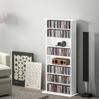 HOMCOM - Armoire de rangement multimédia mince - blanc-La faible profondeur maximise l'espace au sol 