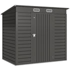 Outsunny - Abri de jardin extérieur 6 pi x 4 pi avec porte verrouillable et 2 aérations - gris-Sept colonnes de support avec traverses et kit de fondation pour une stabilité renforcée

