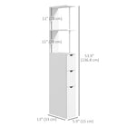 HOMCOM - Armoire de salle de bain étroite avec tiroir et étagères ouvertes - blanc-Idéal pour ranger les serviettes, les articles de toilette et autres accessoires de salle de bain  