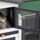 PawHut - Clapier à lapin d’extérieur avec plateau à double enclos-Le toit en asphalte protège vos animaux du soleil et de la pluie 