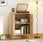 HOMCOM - Armoire de rangement vintage 23,6 po L avec étagère - portes à chevrons - bois naturel-Patins antidérapants pour protéger votre sol des rayures 