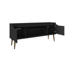 Manhattan Comfort - Meuble TV Bradley 62,99 po style Mid-Century Modern - Noir-Pieds évasés élégants en bois massif pour une durabilité accrue