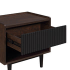 Manhattan Comfort - Lot de 2 tables de chevet Duane 20,23" style mid-century moderne - marron foncé et noir-Pieds en métal pour la mode et la durabilité
