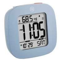 Marathon - Réveil compact Cl030058bl avec température et date, 3 x 3 x 1 po, bleu-Plastique bleu