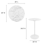 Modway - Lippa Rond de 28 po Faux marbre Bar Table, Blanc-Table en marbre artificiel